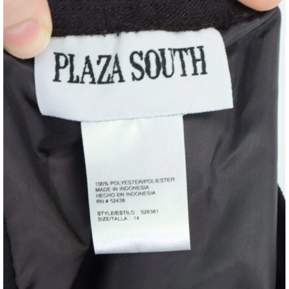 Knee Length Black Skirt Lined Straight‎ Womens Size 14 Stretch Waist Plaza South
